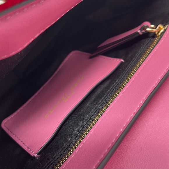 *RARE* MARC JACOBS The J Link Quilted Velvet & Leather Shoulder Bag - Pink & Red - Picture 13 of 14